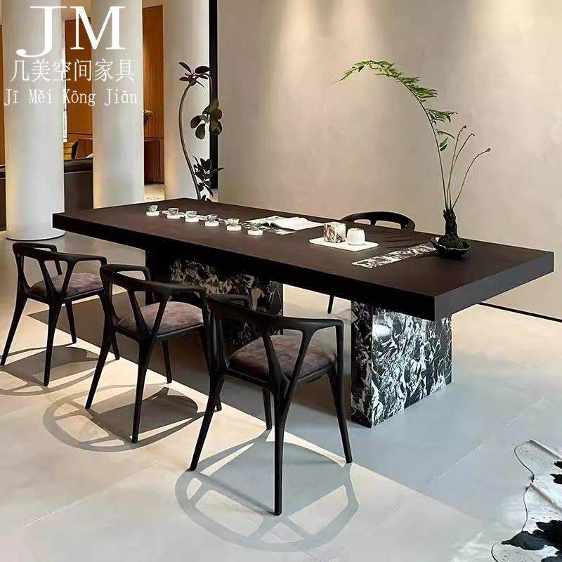 意式极简实木设计师别墅泡茶桌简约大理石茶台黑白花创意艺术餐桌,住宅家具,家用茶台/茶桌,淘宝优惠券,粉丝福利购,淘宝优惠卷