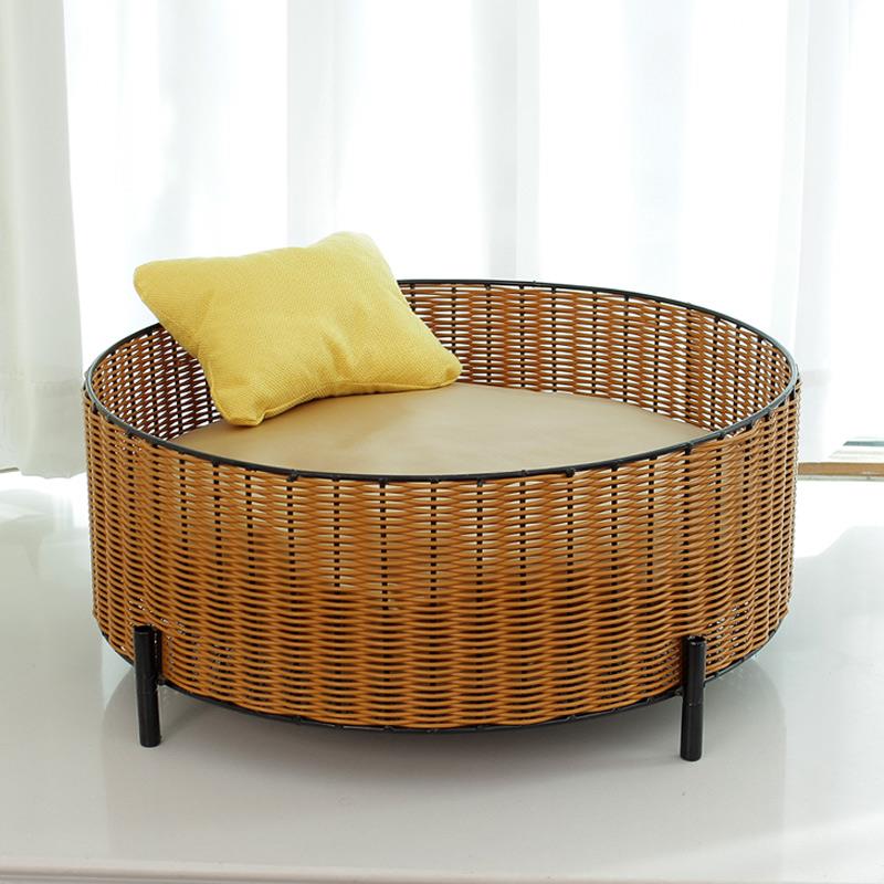 猫窝四季通用宠物凉窝编织狗窝夏季半封闭透气猫咪房子藤编宠物窝