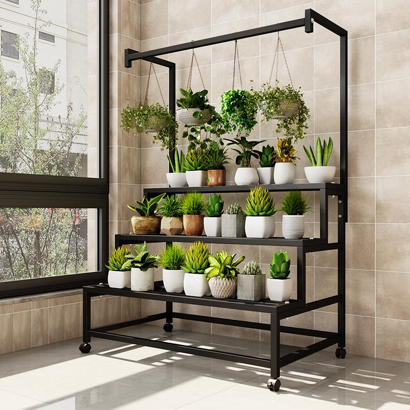 铁艺阳台花架落地多层阶梯式花盆架室内外庭院盆栽简约多肉绿植架