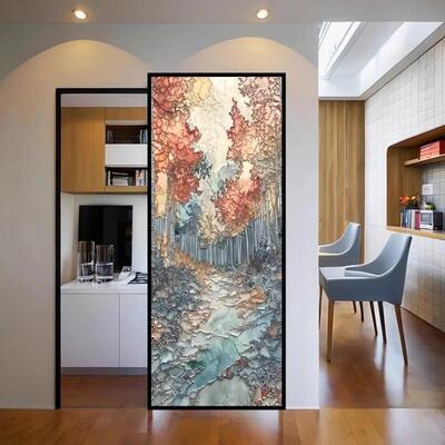 幽灵门彩雕书房儿童房间化妆室悬浮门衣橱衣帽间隐藏无轨推拉移门