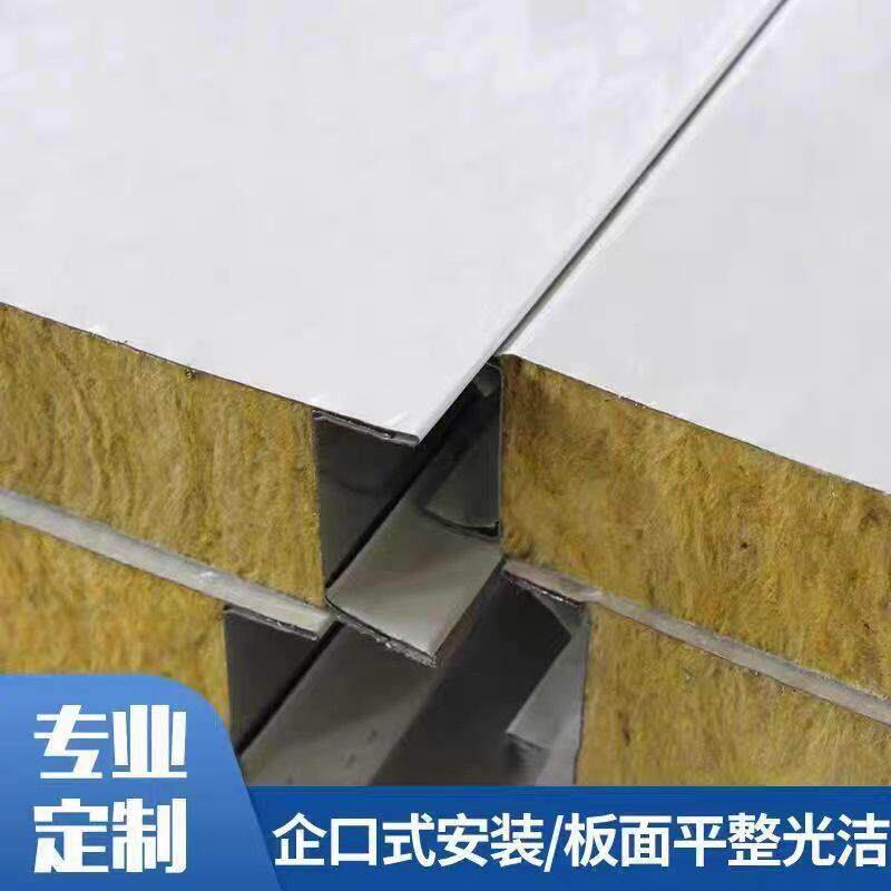 防火岩棉板隔热保温彩钢板夹芯板厂房室内隔墙净化板阻燃板吊顶板