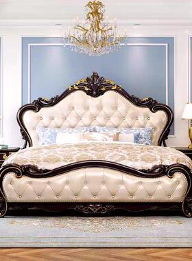 欧洲实木床1.8米双人主卧室白色公主床2米大床现代简单方便豪华储