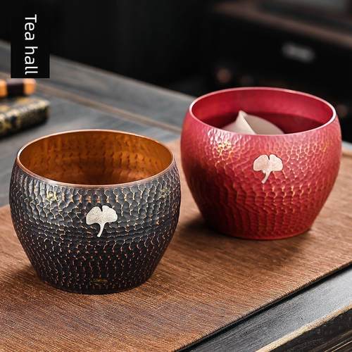 茗器堂紫铜茶洗水盂杯洗覆古建水茶渣缸茶水桶高档功夫茶具零配件