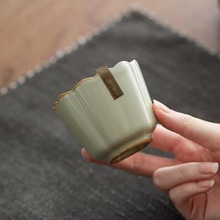 柏韵汝窑功夫茶杯单杯女士聚财主人杯汝瓷开片高档个人专用品茗杯