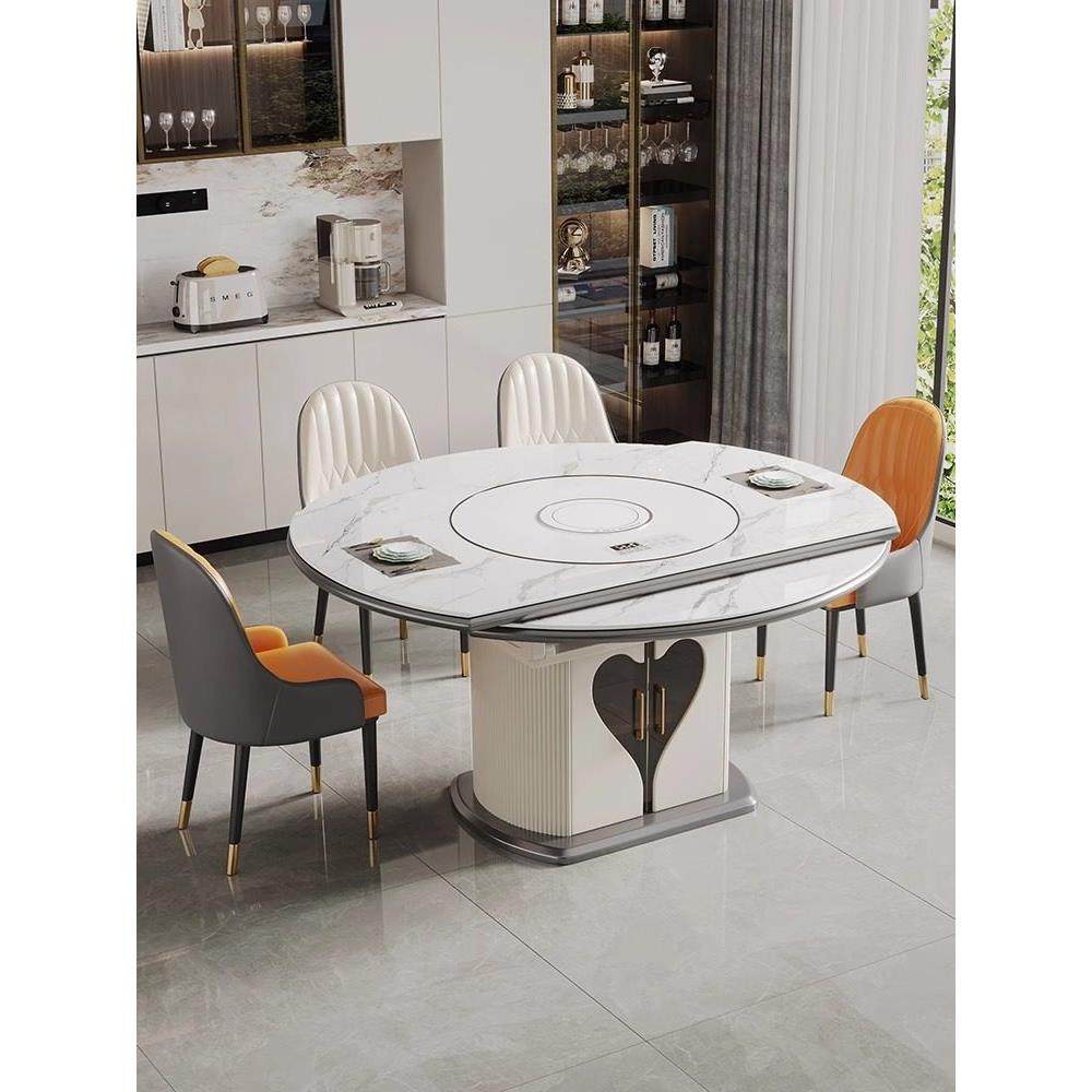 岩板餐桌椅组合家用现代简约轻奢小户型可伸缩方圆两用储物柜餐桌,住宅家具,岩板餐桌,淘宝优惠券,粉丝福利购,淘宝优惠卷