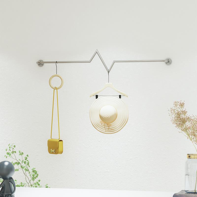 不锈钢服装店展示架上墙正挂衣服架子壁挂女装店衣架挂衣杆陈列架