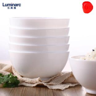 乐美雅碗餐具白玉玻璃方便面碗汤碗纯白简易无铅微波炉适用