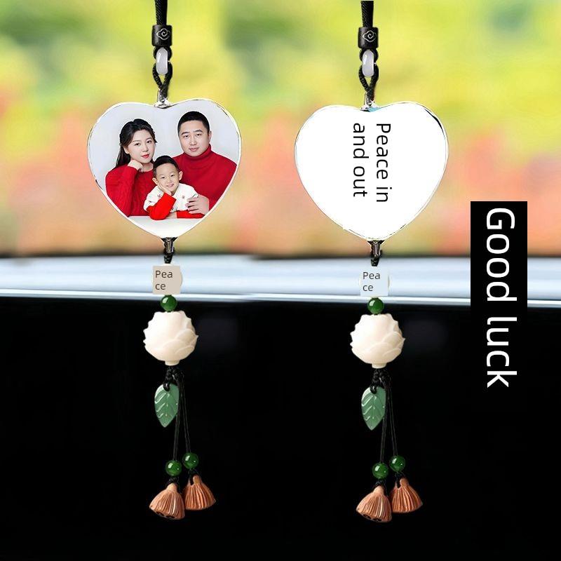 高档水晶车载挂件照片定制diy送男女朋友汽车内饰用品平安结挂坠