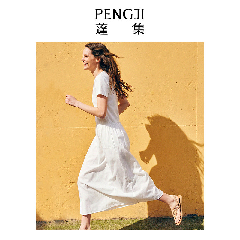 PENGJI蓬集法式显T恤拼接连衣裙