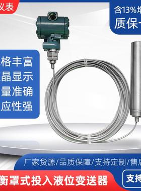 平衡罩式投入法兰液位变送器24VDC 4~20mA防爆远传数显水油液位计