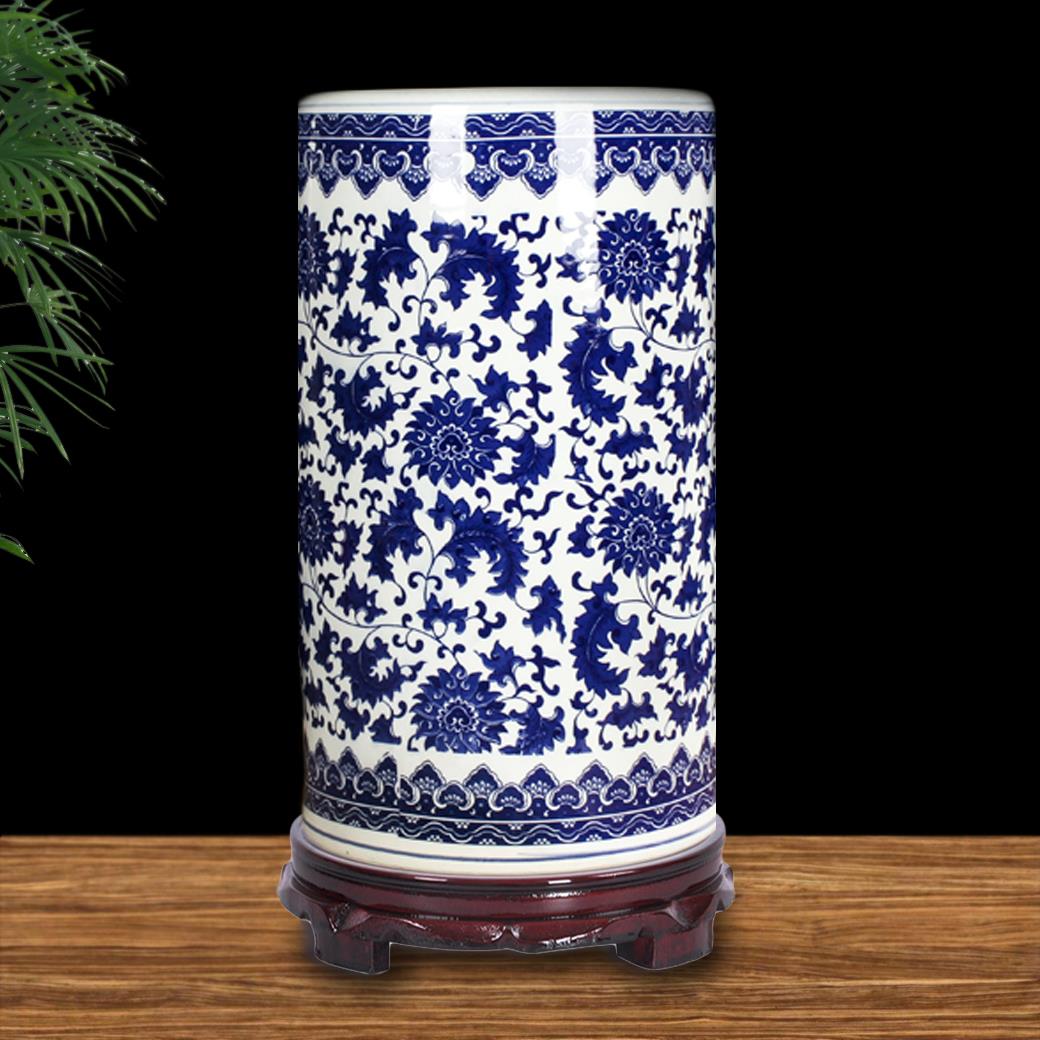 景德镇手工陶瓷花瓶瓷器花插青花瓷箭筒卷轴缸书字画缸帽筒桶秒杀