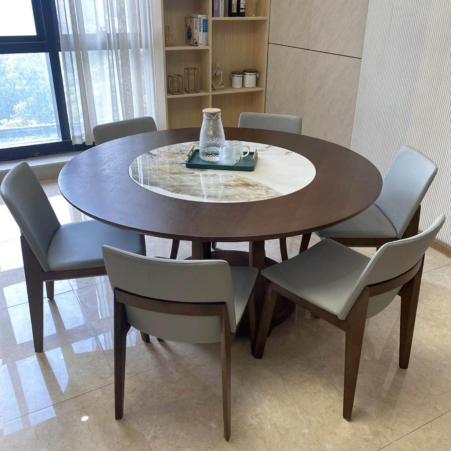 北欧风实木圆形餐桌家用10人大圆桌园餐桌转桌盘岩板餐桌椅组合,住宅家具,实木餐桌,淘宝优惠券,粉丝福利购,淘宝优惠卷