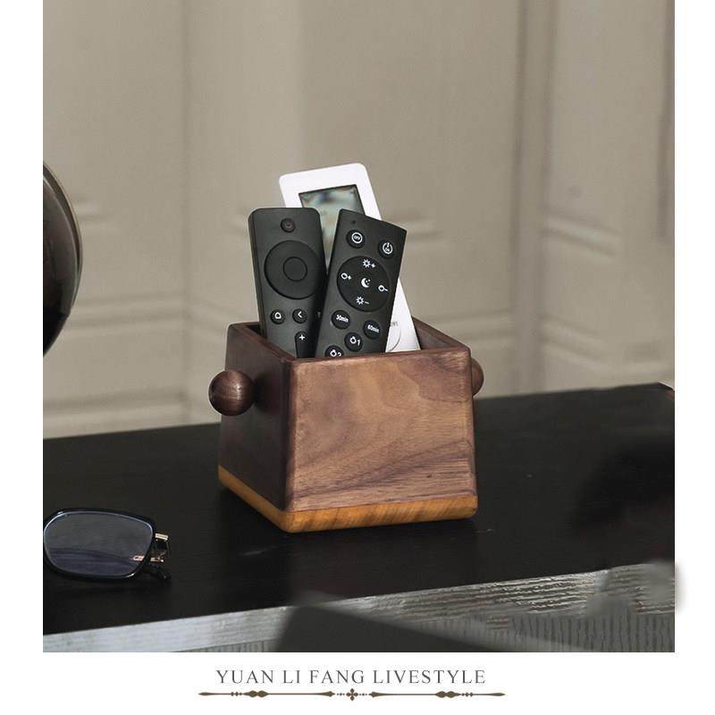 遥控器收纳盒轻奢高档法式覆古风黑胡桃实木遥控板专用桌面放置架,收纳整理,笔筒,淘宝优惠券,粉丝福利购,淘宝优惠卷