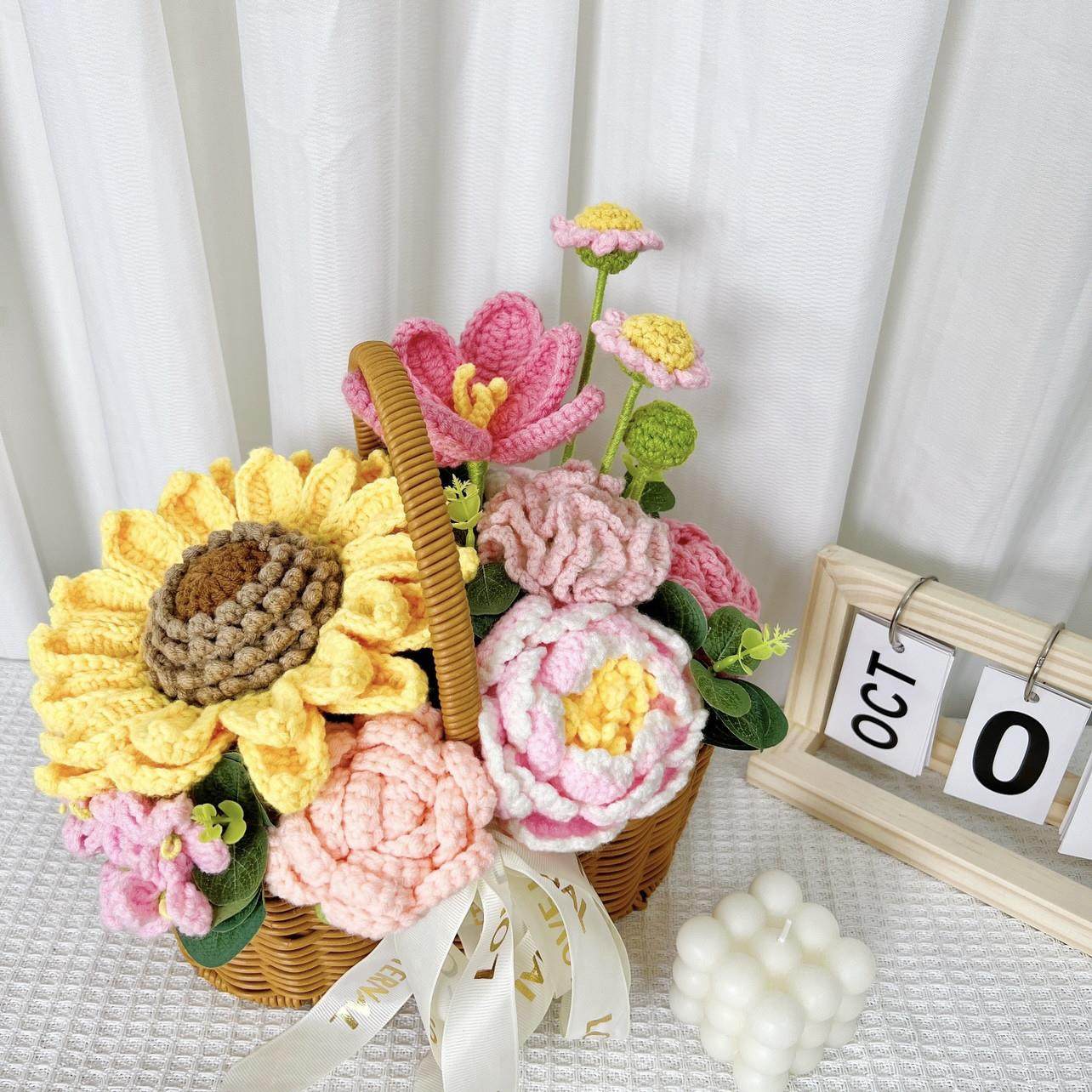 手工编织花束DIY材料包老树向日葵玫瑰康乃馨羊毛钩针送给女朋友,鲜花速递/花卉仿真/绿植园艺,仿真花,淘宝优惠券,粉丝福利购,淘宝优惠卷