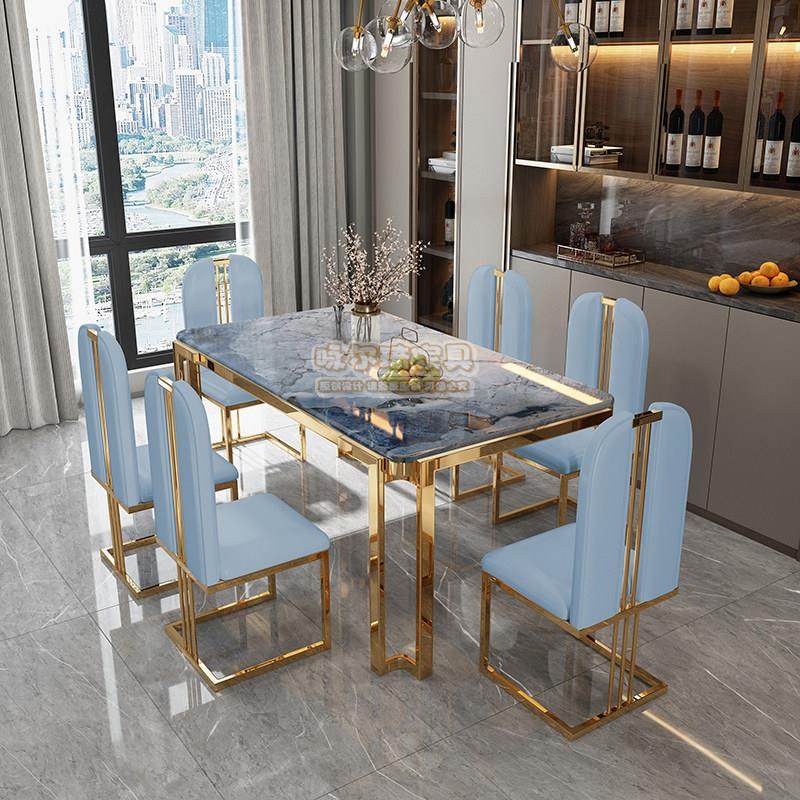 意式大理石餐桌椅组合长方形简约后现代港式轻奢高端家用岩板桌子,住宅家具,岩板餐桌,淘宝优惠券,粉丝福利购,淘宝优惠卷