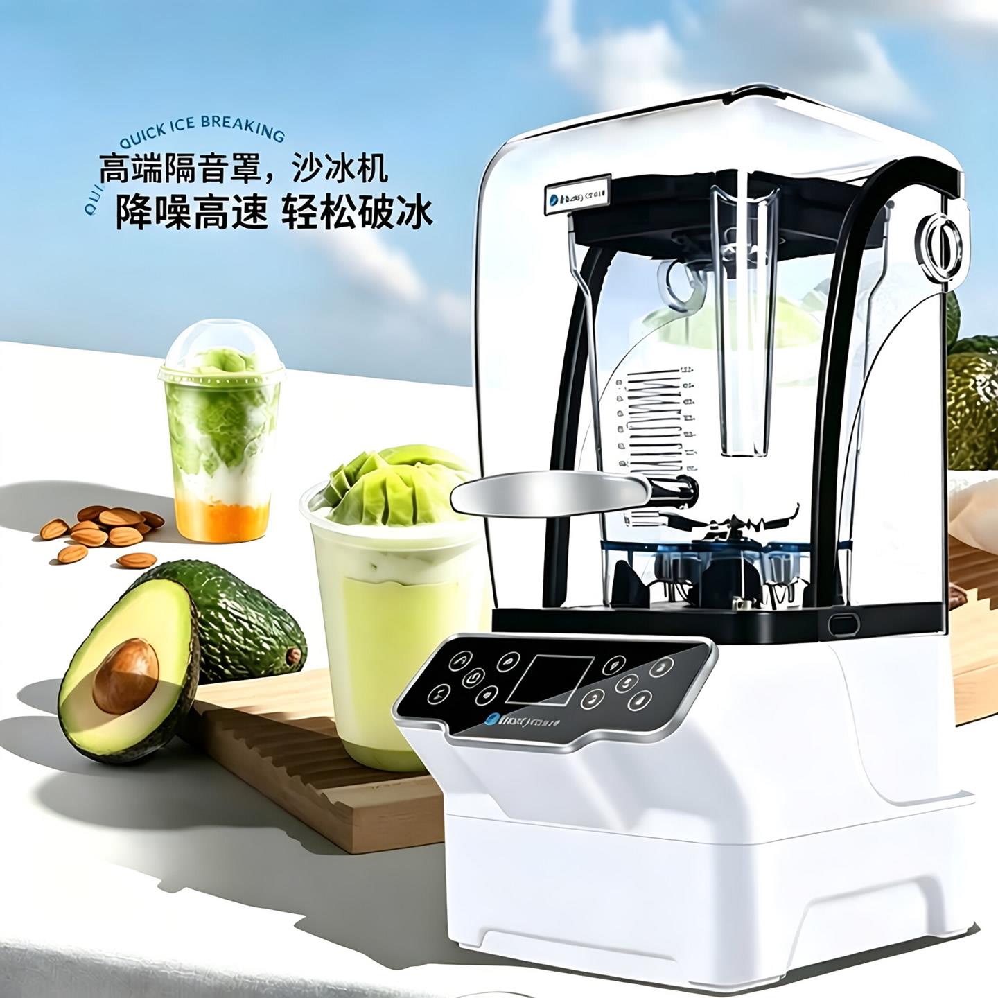 布兰泰冰沙机奶茶店商用低音冰沙机多功能刨冰机刨冰机破壁料理机