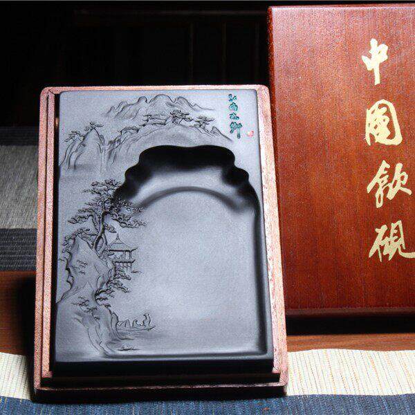 北瑞砚6寸7寸藏砚江南水乡天然原石砚雕方实用精品