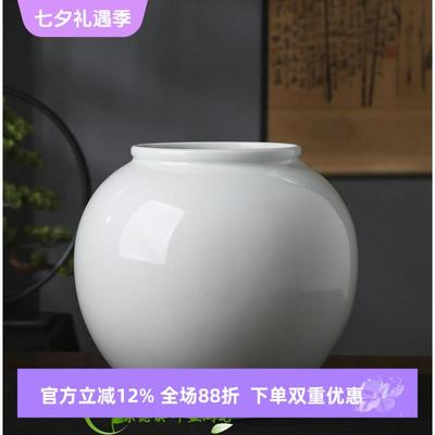 景德镇陶瓷大肚白色台面花瓶现代简约摆件插花装饰客厅轻奢风水培