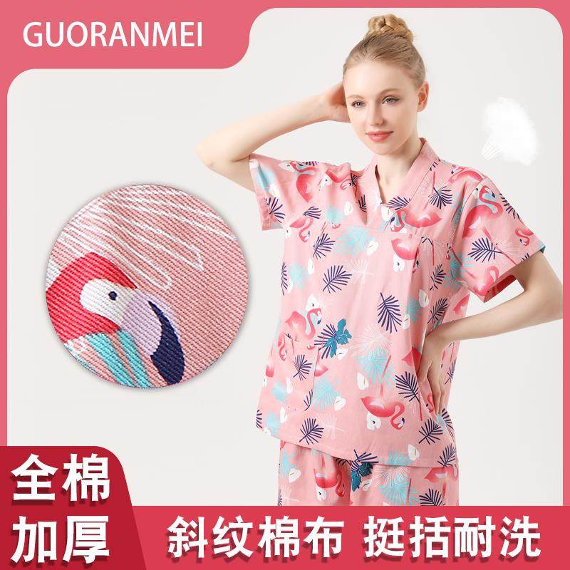 纯棉印花男女款汗蒸服加厚全棉桑拿情侣泡澡沐浴衣日式可爱中国风