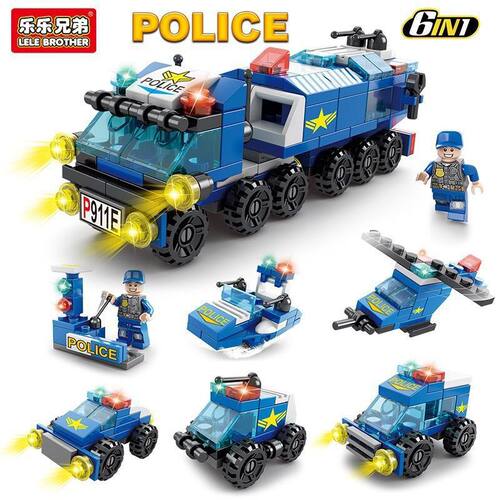 乐乐兄弟8612消防工程车益智拼装积木孩女孩儿童玩具小