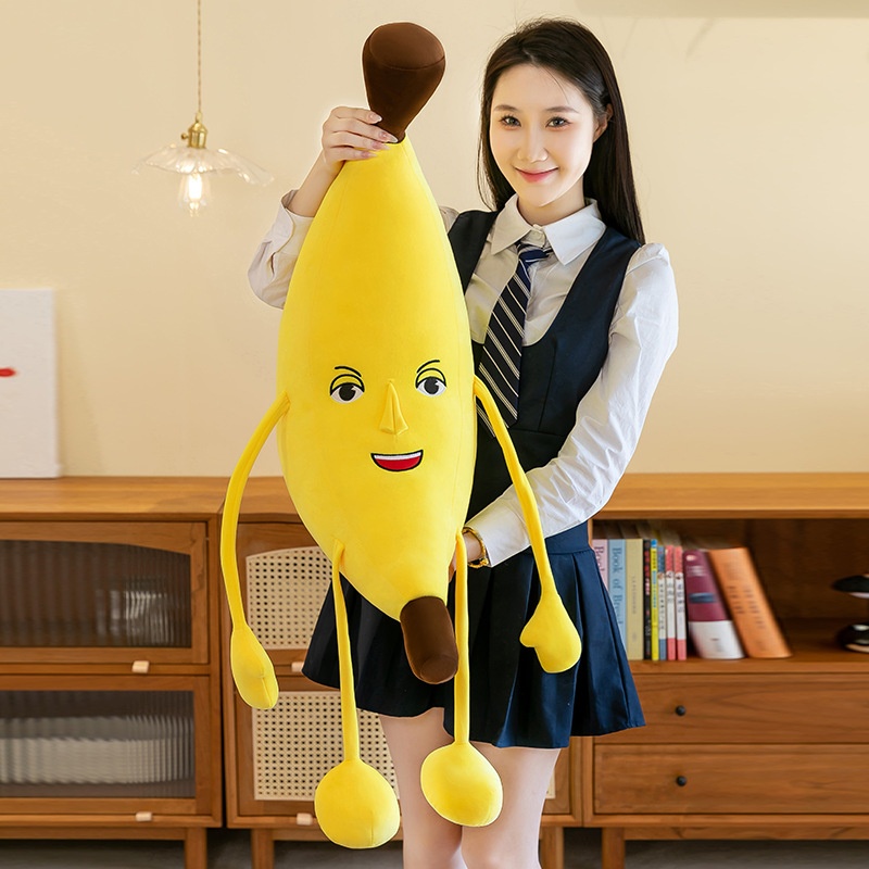 2025新款创意毛绒发声大香蕉抱枕儿童可爱玩具布娃娃按压颈枕礼品
