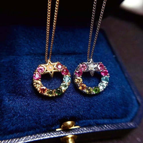 天然彩虹碧玺锁骨项链