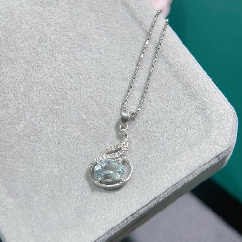 天然海蓝宝吊坠项链女