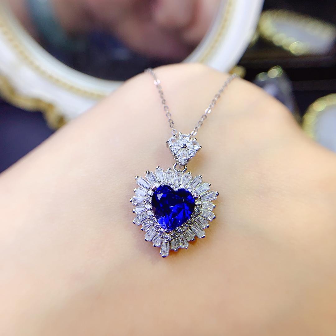 斯里兰卡蓝宝石项链气质时尚礼物