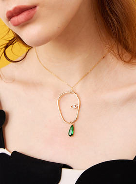 抽象人脸独眸项链女ins简约2020年新款锁骨链秋天饰品女轻奢百搭