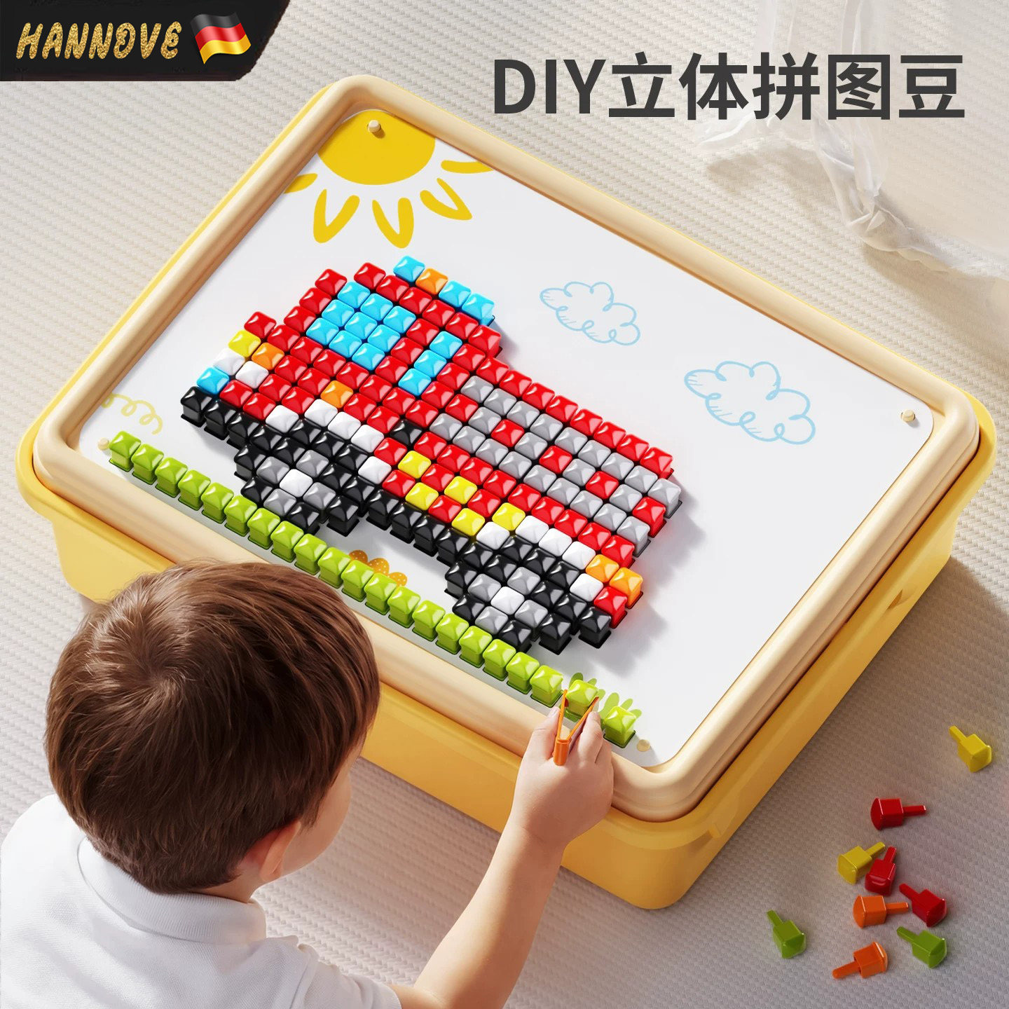 立体蘑菇钉拼图大颗粒拼豆玩具