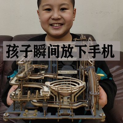 ROKR若客械城轨迹夜城拼装模型榫卯木质机械传动diy手工组装玩具