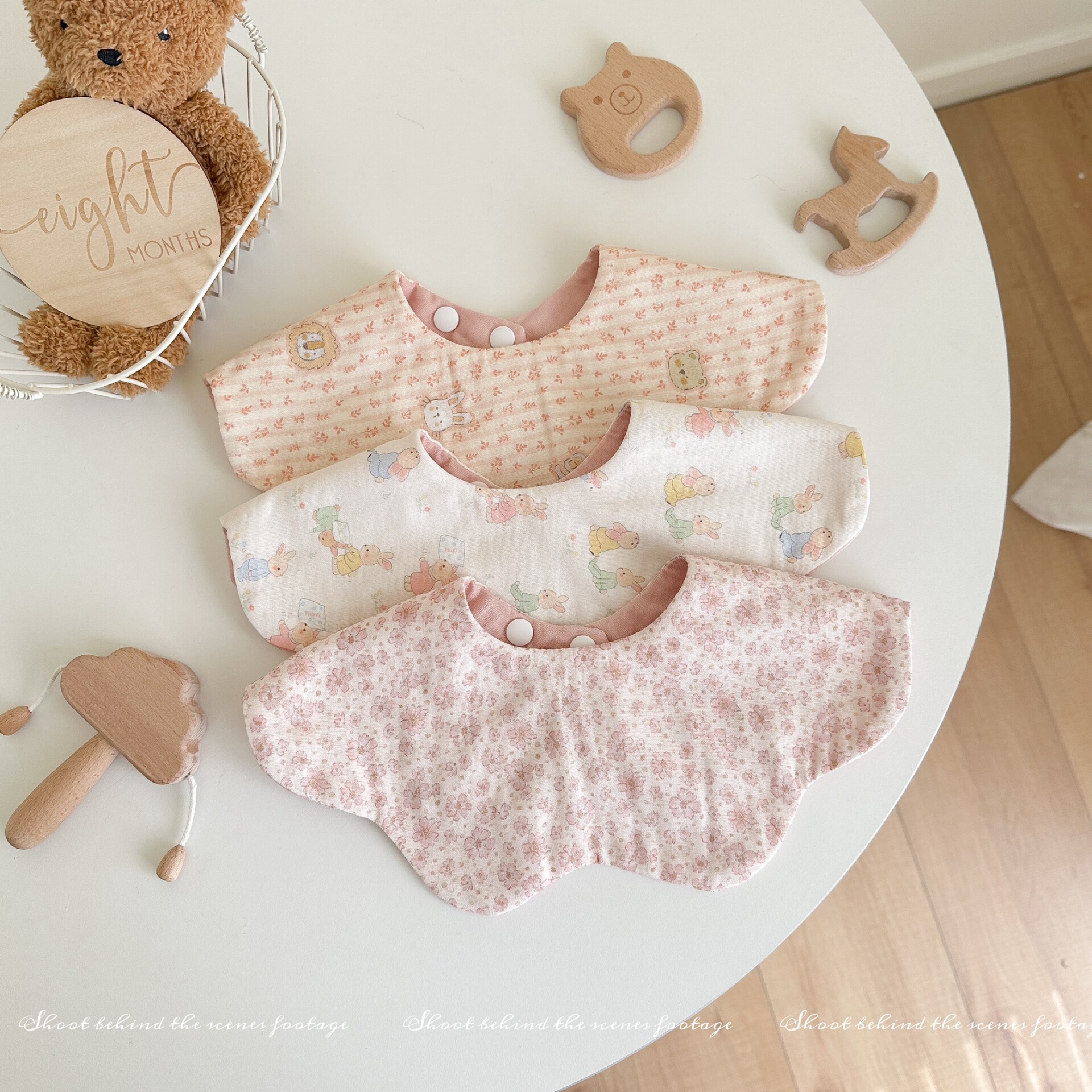 2026春夏款A类纯棉纱布婴儿口水巾碎花六层围嘴男女宝宝多色可选