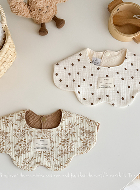 A类ins六层纯棉纱布春秋新款花瓣双面婴儿口水巾新生儿小围嘴围兜