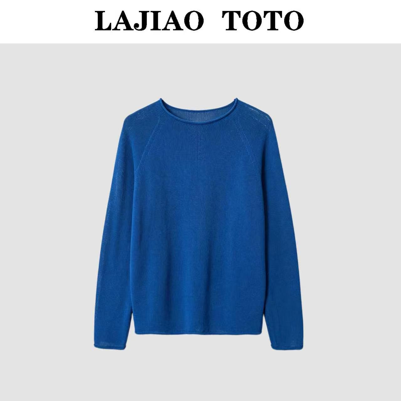 LAJIAO TOTO【暮蓝知秋】克莱茵蓝秋季女士气质针织衫#260326156