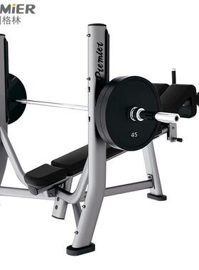 美国SM804商用卧姿下斜式杠铃举重床卧推架健身房推胸训练器