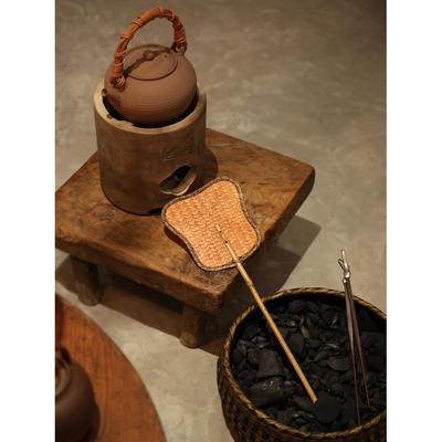 玩物集 竹编炉扇 凉炉扇工夫茶炭炉 鼓风助燃橄榄核桃碳 煮茶炉