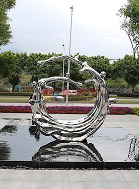 龙岗区不锈钢浪花城市景观广场雕塑酒店水池喷泉夜景雕塑