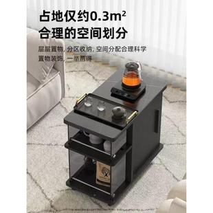 可移动带边几茶水柜轮客厅发侧边几推车实HOP木沙小茶小几迷你茶