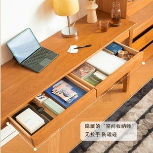 樱桃木窄桌子实木书桌电脑桌化妆桌卧室家用北欧小户型长方形日式