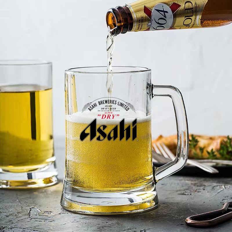 一番榨麒麟啤酒杯asahi朝日生啤杯日式啤酒杯1L加厚扎啤杯