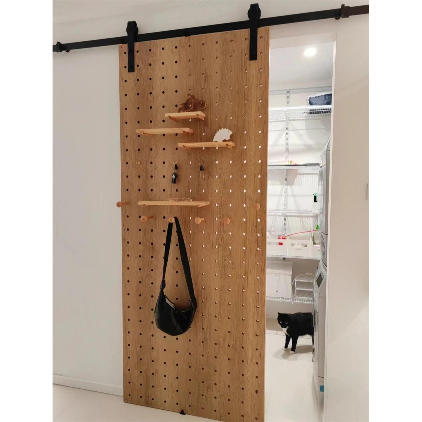 谷仓门吊轮拉门北欧厨房门化妆室门洞洞板定制收纳创意书架吊门