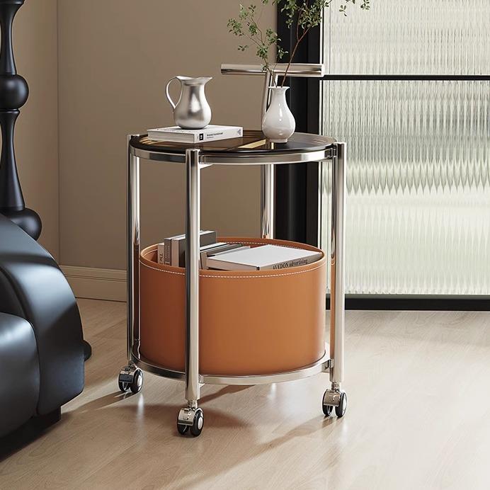 ESSONIO意大利沙发边几可移动小推车桌子圆桌头客厅家用带轮茶几