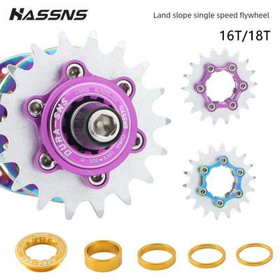 Hassns土车爬坡街车改装单速飞轮片9转1山地车修理片垫片铝飞轮盖