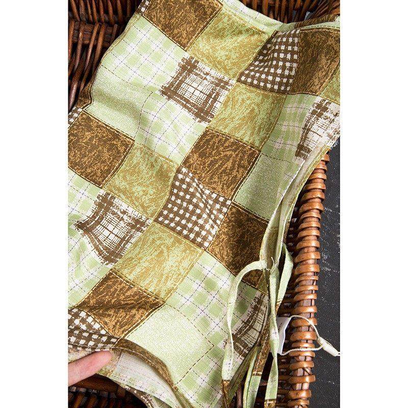 秒（一个）森系覆古绿棕方格印花桑蚕丝真丝绑带枕巾小清新,床上用品,枕巾,淘宝优惠券,粉丝福利购,淘宝优惠卷