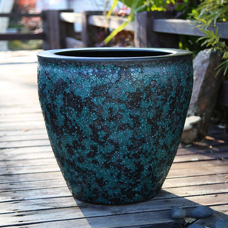 干燥花花束插花盆景德镇金鱼缸加高荷花缸画卷收纳盆观背古法养鱼