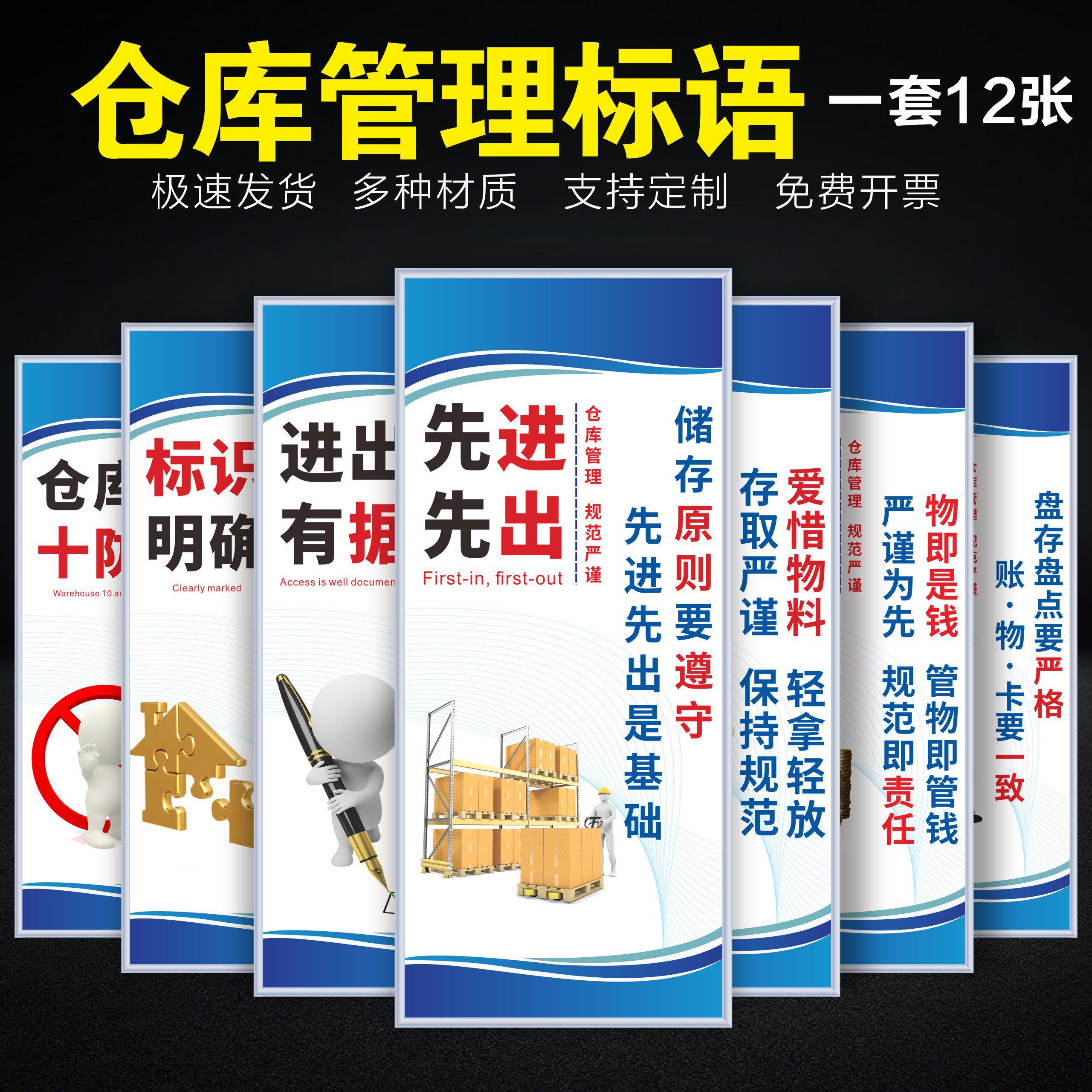 仓库管理标语物料标准化仓库八防仓储人员岗位职责标识牌kt板制度