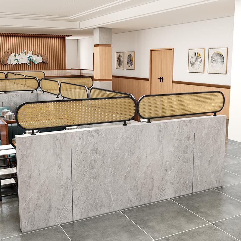 新中式玻璃藤编卡座屏风隔断餐厅火锅店烧烤店围栏遮挡装饰可定制