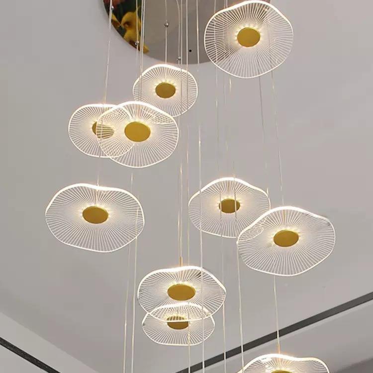 荷叶楼梯吊复式楼别墅具创意大厅餐厅灯55145lof客t公寓旋转灯长