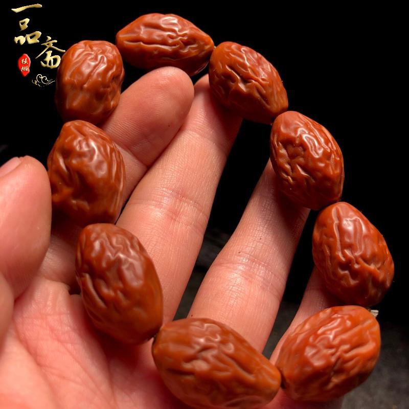 纯手工橄榄核手串雕刻大枣核雕手链红枣原皮素核文玩单籽素串枣珠