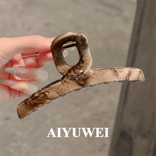 气质水墨纹盘发夹高品质醋酸大号抓夹女2025新款复古后脑勺鲨鱼夹